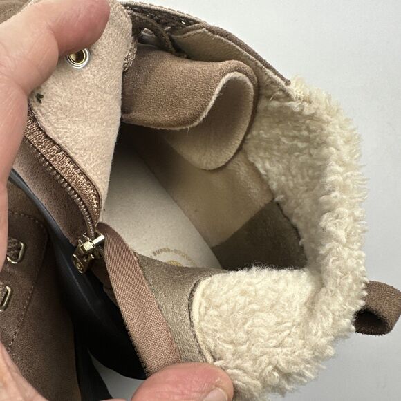 Bzees Generation Bootie Tan Faux Suede Ankle Boot Zip Washable Round Toe Women 8 - Picture 9 of 12